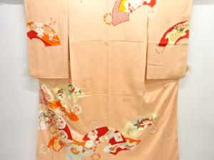 大正ロマン　紋錦紗　地紙に花模様刺繍着物